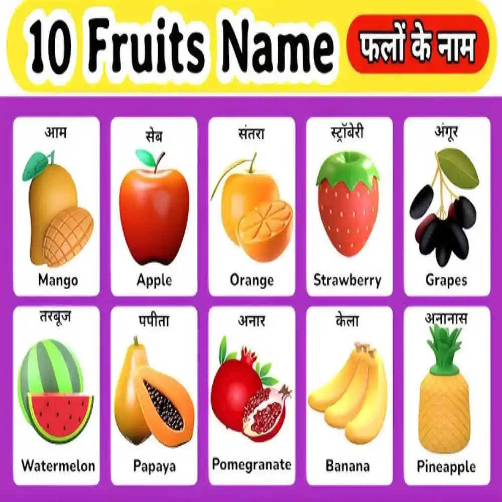 10-Delicious-Fruit-Names-English-and-Hindi
